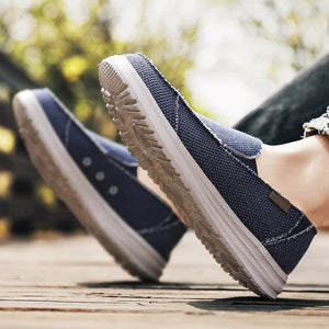 Summer Denim Canvas Men Breathable Casual Shoes Outdoor Non-Slip Sneakers Comfortable Driving Shoes Men's Loafers Big Size 39-47