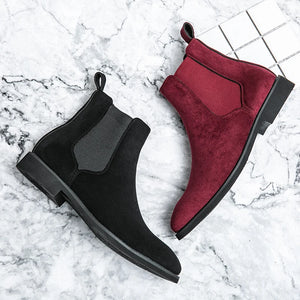 Trendy Brand British Style Men Boots High Top Slip On Suede Leather Ankle Boots Spring Autumn New Chelsea Boots Men Casual Shoes