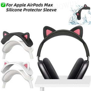 Cute Cat Ears Headband Cover For Apple AirPods Max Soft Silicone Headphone Protectors Comfort Cushion Top Pad Protector Sleeve