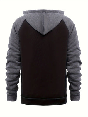 Mens Relaxed Fit Color Block Zip Up Hoodie Soft Slight Stretch Fabric Long Sleeve Placket Design Lining Hand Washable