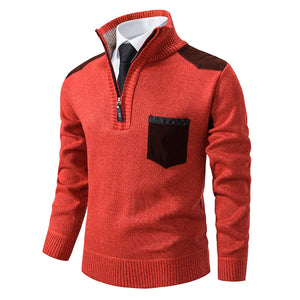 New Autumn Pullover Men's Sweater Half Zipper Patchwork Long Sleeve Warm Slim Sweaters Men Casual Fashion Sweater Men Clothing