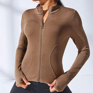 Slim Tracksuit Workout Top Female Training Jackets