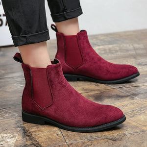 Trendy Brand British Style Men Boots High Top Slip On Suede Leather Ankle Boots Spring Autumn New Chelsea Boots Men Casual Shoes