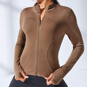 Slim Tracksuit Workout Top Female Training Jackets