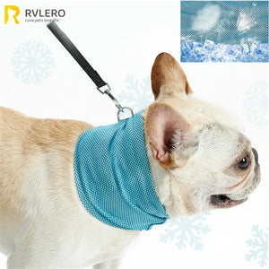 Dog Summer Ice Collar Reusable Physical Instant Cooling Bandana with Leash Hole Prevent Heat Stroke Outdoor Breathable Pet Scarf