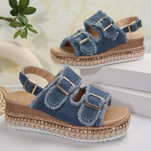 Denim Slipper Female Shoes Non-slip Comfortable Summer Flat Slippers Woman Slides Outdoor Beach Casual Shoes Women Heels Women