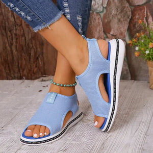 Woman Elastic Knitting Casual Sandals Shoes  Summer Female Wedges Platform Sandals Beach Sports Plus Size 43 Sandalias Mujer