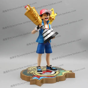 2024 New 28cm Pokemon Pikachu Champion Ash Ketchum Model Cartoon Characters Around Pvc Collection Model Desktop Ornaments Gifts