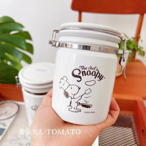 350/800Ml Snoopy Ceramic Food Snack Candy Sealing Jars Storage Kitchenware Series Cartoon Kawaii Anime Plush Toy for Girl Gift