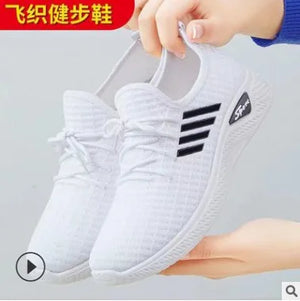 Trendy Shoes New Fly-Knit Sneakers Spring and Summer Soft Bottom Casual Mom Shoes Mesh Low-Top Running Student Shoes