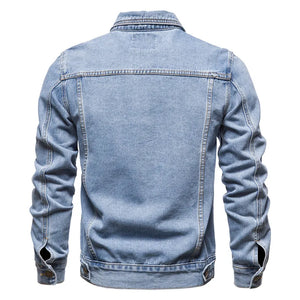 Spring Men Solid Lapel Denim Jackets