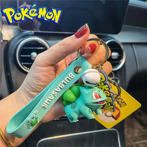 Pokemon Keychain Pikachu Bulbasaur Squirtle Jigglypuff Anime Action Figure Toys Pendant Charmander Psyduck Accessory Bag Keyring