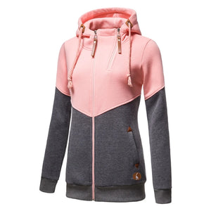 2021 New Spring Hoodied Sweatshirt Ladies Casual Patchwork Slim Womens Jackets Brand Warm Long Style Buttocks Hoodies Women