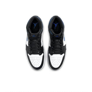 Jordan Air Jordan 1 Mid "White Royal" Retro Basketball Shoes Men's black and blue and White Sneakers 554724-140