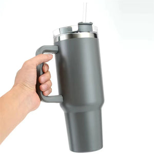 40oz Thermos Stainless Steel Vacuum Flasks Straw Cup with Handle Ice Tea Large Capacity Car Water Bottle Coffee Mug