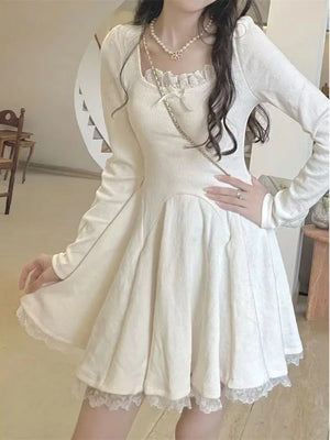 Coquette Y2k Knitted Kawaii Lace Dress