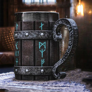 Viking Vintage Oak Barrel Beer Mug Stein with Stainless Steel Liner Coffee Cup Tea Mug Large Capacity Mug Pub Bar Party Gift