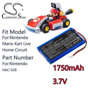 Cameron Sino 1750mAh 3.7 Li-ion Battery for Nintendo Series Mario Kart Live Home Circuit Part Number HAC-038