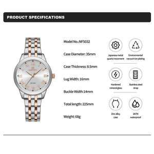 NAVIFORCE Brand New Women's Luxury Watch Waterproof Elegant Ladies Clock Stainless Steel Bracelet Wristwatches Relogio Feminino