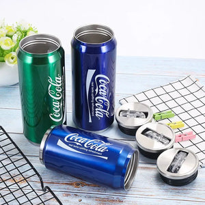 500ML Stainless Stee Thermos Cup Car Vacuum Flasks Portable Soda Can Insulated Water Bottle Travel Drink Cup Mug with Straw