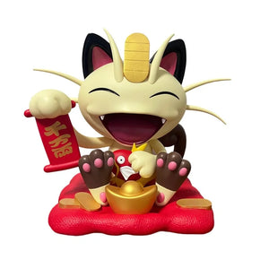 35cm Spot Pokémon Anime Figure Lucky Meow Gk Pokemon Vinyl Model Statue Lucky Cat Desktop Porch Ornaments Doll Toy Birthday Gift