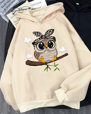 Hirsionsan Kawaii Cartoon Print Hoodies