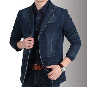 Spring Casual Cotton Denim Suit  Men Jacket