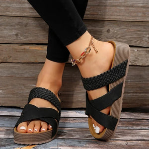 Women's cork flat sandals, non-slip platform flats, Women's platform slippers, outdoor slippers, women sandals