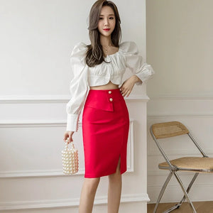 Oversized Pencil Black Skirts Women 2024 Korean Fashion Clothing Elegant High Wiast Bodycon Skirt Sexy Office Midi Mujer Faldas