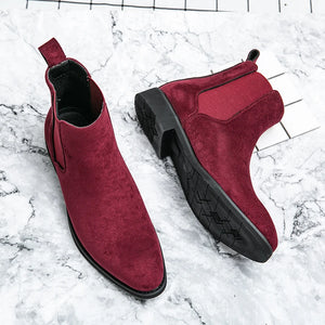 Trendy Brand British Style Men Boots High Top Slip On Suede Leather Ankle Boots Spring Autumn New Chelsea Boots Men Casual Shoes