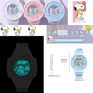 Genuine Snoopy Luminous Electronic Watch School Girls Sports Student Electronic Watch Birthday Gift