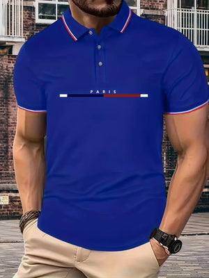 Men's Summer Cotton PARIS pattern POLO Shirt Tops