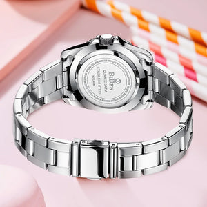 New Fashion Watch Women Stainless Steel Watch Quartz Crystal Calendar Dual Time Ladies Gifts Daily Casual Dress Accessories