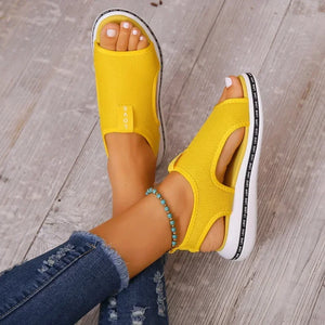 Woman Elastic Knitting Casual Sandals Shoes  Summer Female Wedges Platform Sandals Beach Sports Plus Size 43 Sandalias Mujer