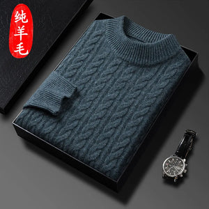 winter 100 wool sweater men cable top fashion clothes mens white clothing vintage black pullover sweaters luxury knit streetwear