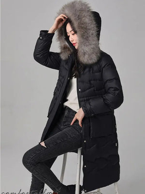 Spot Real Fur Collar Winter Women's Big Fluffy Down Coat Female Oversized Thicker Warm Down Jacket Hooded Down Parkas wy1022