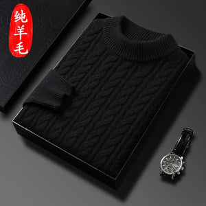 winter 100 wool sweater men cable top fashion clothes mens white clothing vintage black pullover sweaters luxury knit streetwear