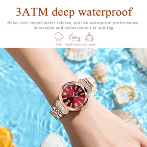 POEDAGAR Luxury Watch For Woman Diamonds Dress Ladies Wirstwatch Waterproof Date Stainless Steel Women Watches Female Reloj+box