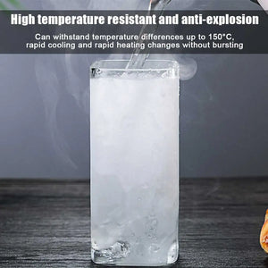 Creative Square Glass Cup Transparent Cold Drink Borosilicate Glass Cup Large Capacity Milk Coffee Tea Glass Juice Beer Cup