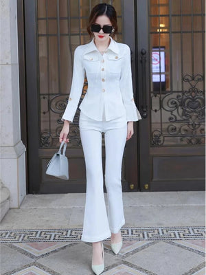 new spring autumn office lady Fashion casual brand female women girls stretch coat pants sets suits clothing