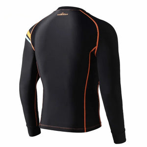 Men's Lycra Long Sleeve rash guard suit Surf  Swim Swimming Shirt  Black