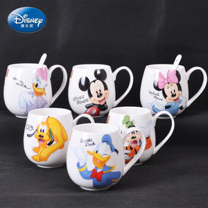 Disney Mickey Mouse Minnie Mouse Coffee Mugs Cute Cartoon Donald Milk Mugs Creative Fashion Mugs Handle Kids Water Cup 300ML