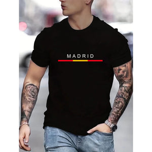 2024 Summer New Luxury 100% Cotton High Quality madrid Print Couple Tees Summer Harajuku For Men/Women Short Sleeve T-shirt