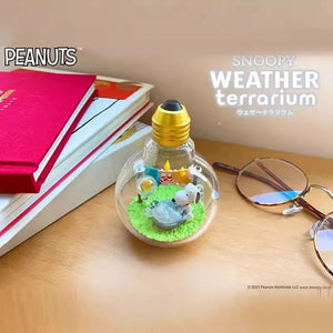 Re-Ment Original 6Pcs Peanuts Anime SNOOPY WEATHER terrarium Action Figure Toys For Kids Gift Collectible Model Ornaments