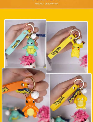 Pokemon Keychain Pikachu Bulbasaur Squirtle Jigglypuff Anime Action Figure Toys Pendant Charmander Psyduck Accessory Bag Keyring
