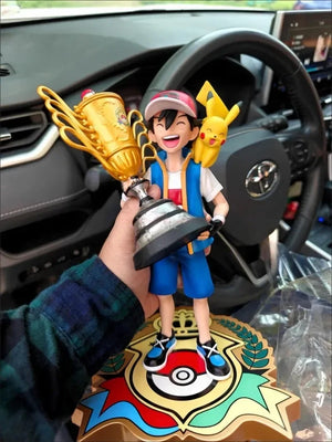 2024 New 28cm Pokemon Pikachu Champion Ash Ketchum Model Cartoon Characters Around Pvc Collection Model Desktop Ornaments Gifts