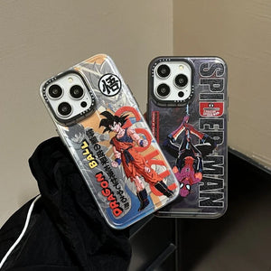 Luxury Dragons Balls Z Phone Case for Apple iPhone 15 14 13 Pro Max Cute Anime Cartoon Spider Man Silicone Shockproof Back Cover