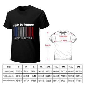 France Flag Barcode Made In France Paris French T-shirt anime Aesthetic clothing for a boy plain t shirts men