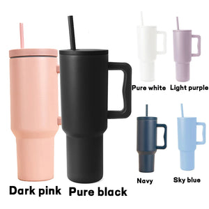 40oz Thermos Stainless Steel Vacuum Flasks Straw Cup with Handle Ice Tea Large Capacity Car Water Bottle Coffee Mug