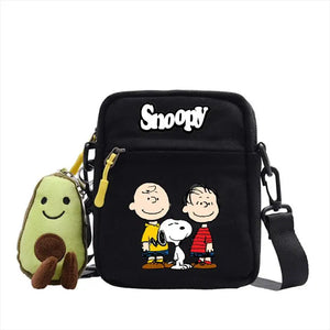 Snoopy Cartoon Four Colours Canvas Small Square Bag Men and Women Students High Value Anime Printing Shoulder Slanting Cross Bag